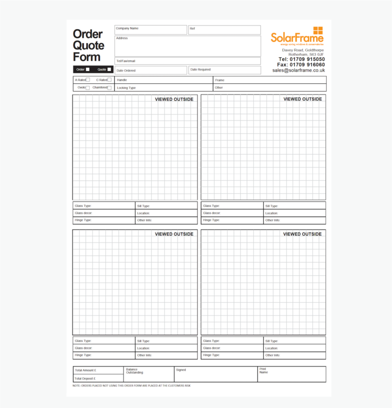 UPVC Order Form